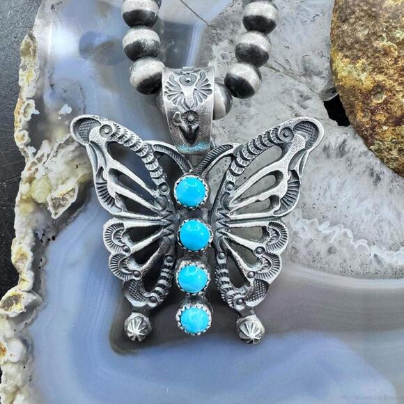 Jewelry - Eva & Linberg Billah Sterling Butterfly w/Turquoise Decorated Pendant For Women
